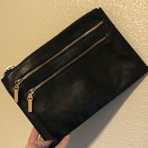 French Connection Black and Gold-Tone Clutch